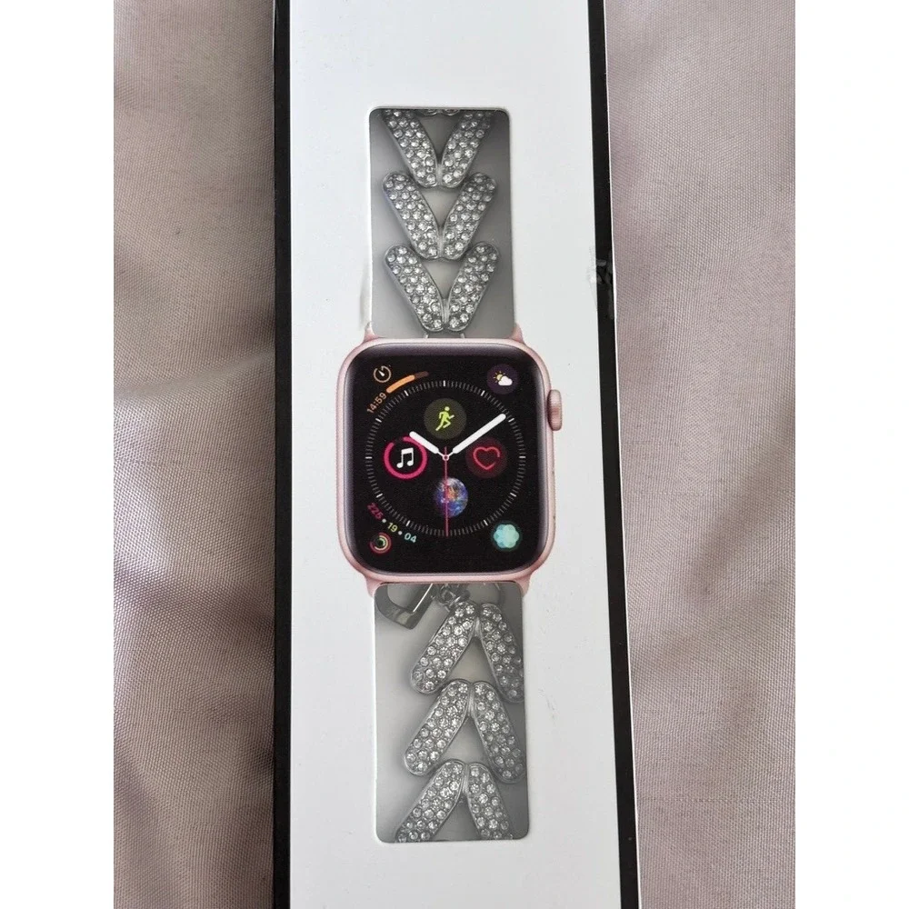 Wingle Silver Rhinestone Chain Band for Apple Watch 40mm W-VD-LINK-40-S/S-a